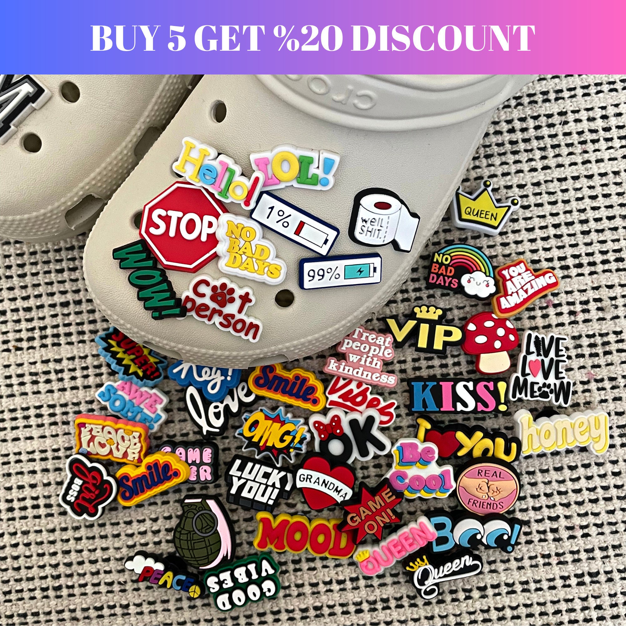 CUSTOMIZABLE Letters Shoe Charms PERSONALIZED WORDS For Crocs Rubber Charm