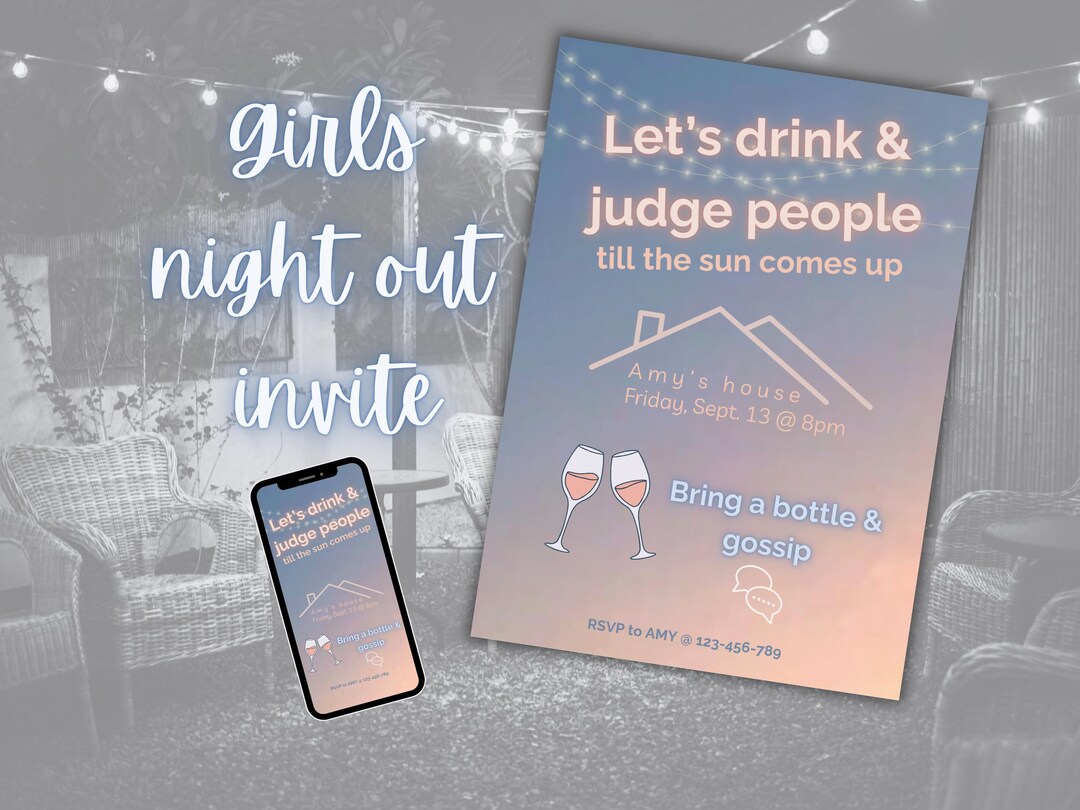 Girls Night Out Invitation: Editable Bachelorette Party Invite (digital ...