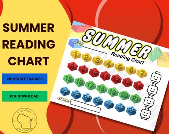 Tabla de lectura de verano de Brick Builder: Registro de lectura para niños (PDF)