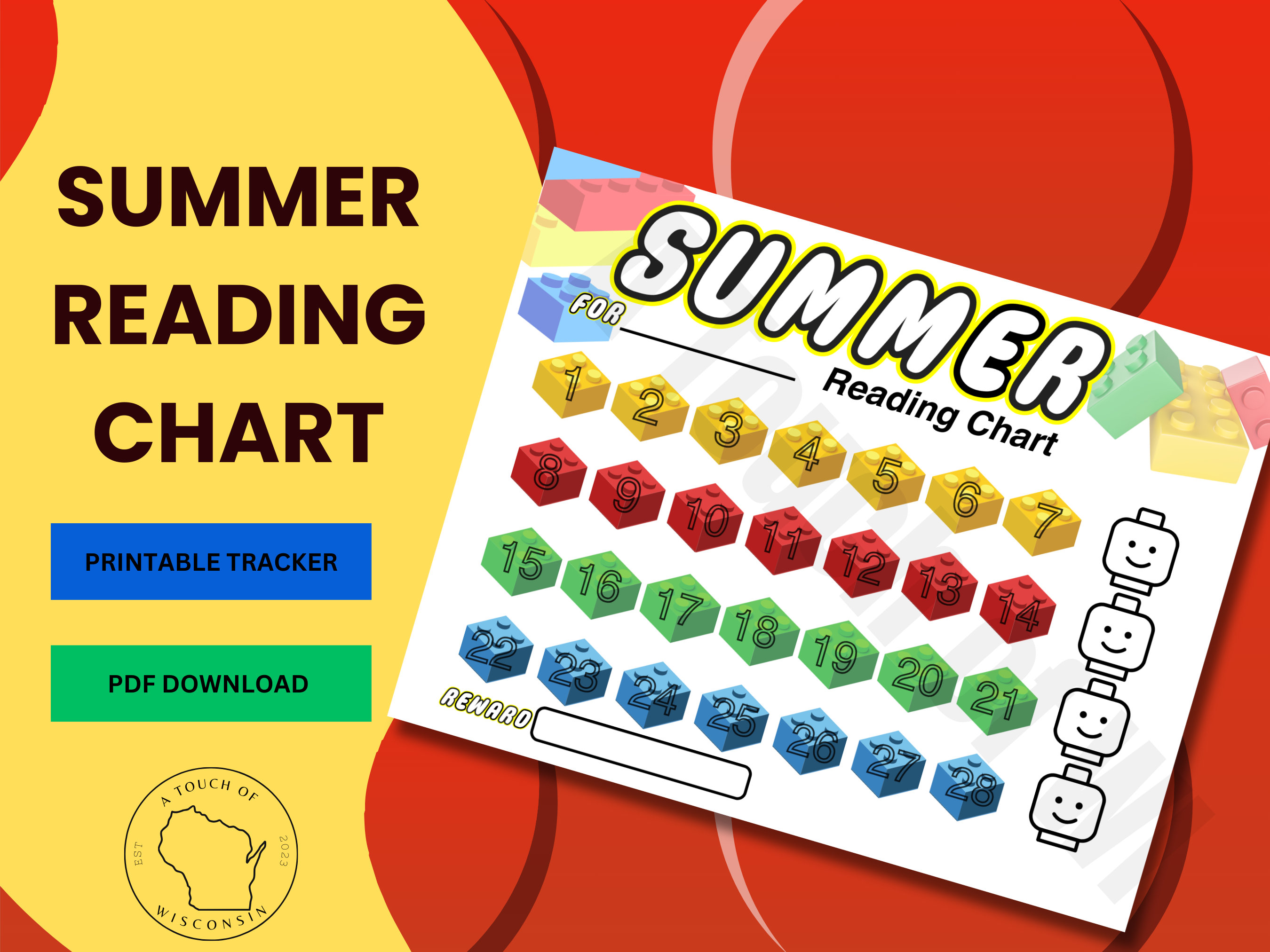 Brick Head Summer Reading Chart Reading Reward Chart Summer Reading Log ...