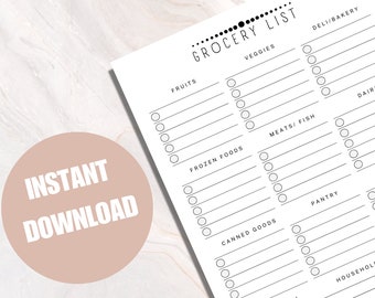 Lista de compras imprimible: Lista organizada por categorías (PDF)