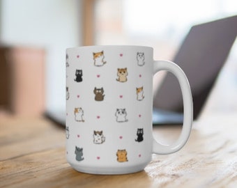 Cute Minimalist Cat Mug in Three Sizes, Ceramic Mug Gifts, Cute Cat Gifts for Her, Gifts for Tea and Coffee Lovers, Small Gift Ideas,