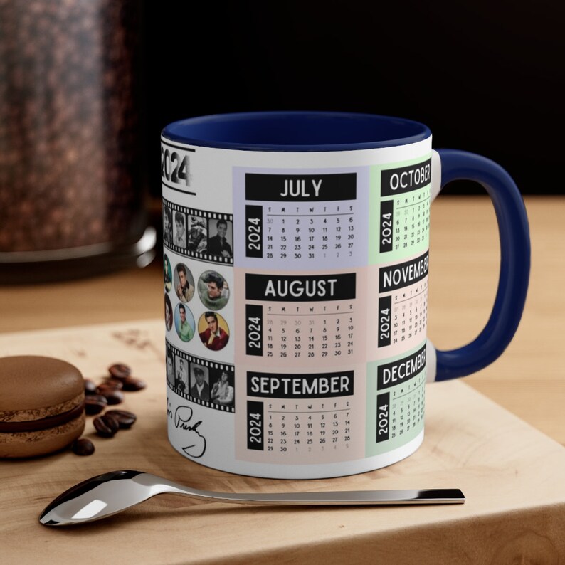 Calendar 2024 ELVIS PRESLEY Mug, 11oz Ceramic Mugs for a Memorable Day
