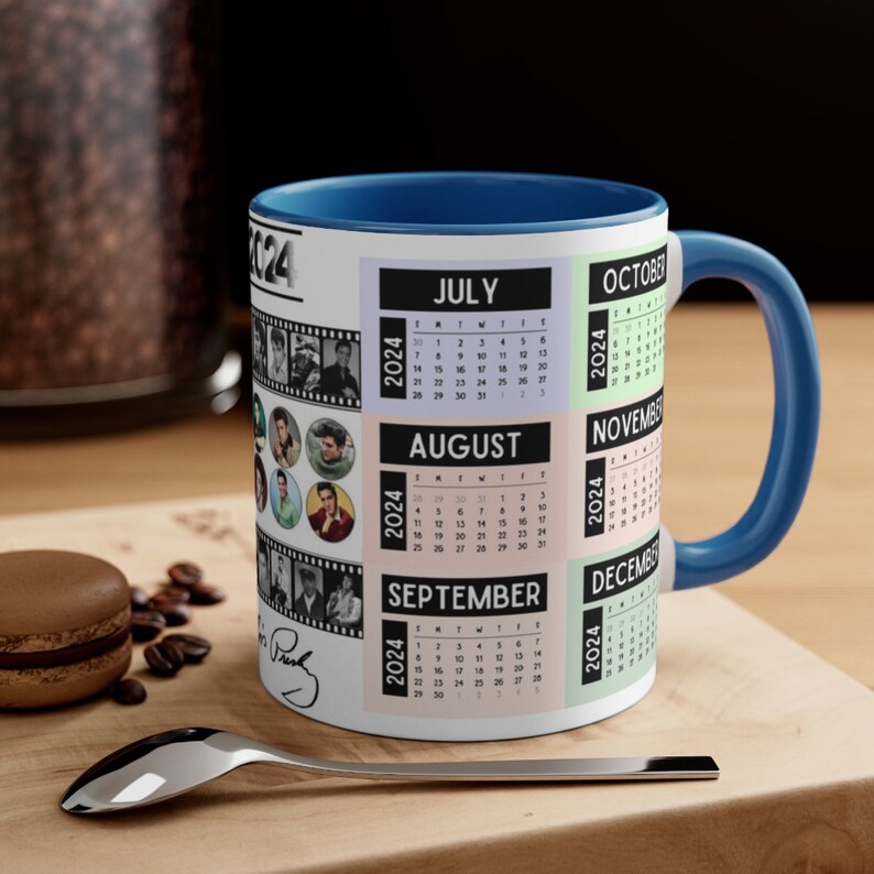 Calendar 2024 ELVIS PRESLEY Mug, 11oz Ceramic Mugs for a Memorable Day