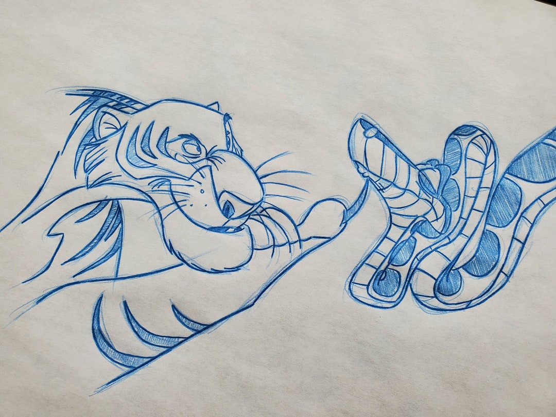 Disney the Jungle Book Kaa and Shere Khan Drawing/sketch Animation Art ...