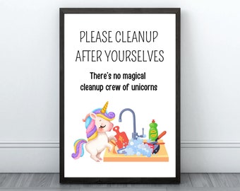 Please Cleanup After Yourselves Printable, Signs for Daycare Room, Designed for Employees, Perfect for Break Rooms & Kitchens, Airbnb signs