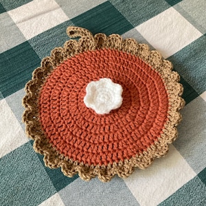Pumpkin Pie Hot Pad / Pot Holder, Crochet, Kitchen Decor, Fall, Autumn, Halloween, Thanksgiving, Potholder