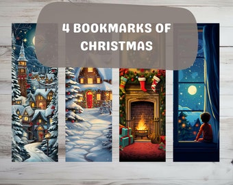 Christmas Bookmarks • Set of 4 Reader Bookmarks • Printable PDF • Library Decor • Bookmarks For Kids • Digital Instant Download