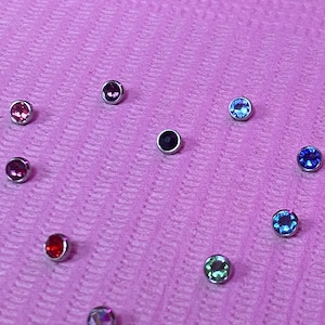 4MM Flat Pressed Colored Dermal Top Gems 14G Surgical Steel Face Neck Chest