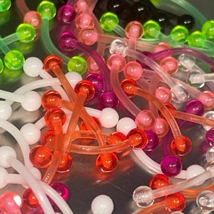 Clear Plastic Retainer Eyebrow Surface Curved Barbell 16G