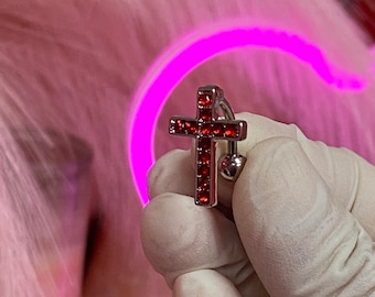 Floating Red Cross Navel Jewelry