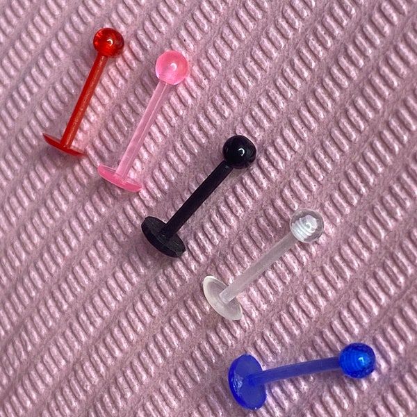 Assorted Colors Plastic Retainer Labret 16G 3/8 Medusa Lip