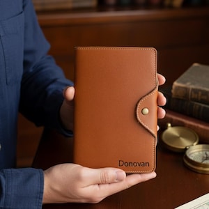 Personalized Full Grain Leather Journal – Custom Initials, Handmade