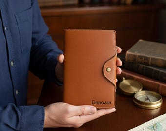 Personalized Full Grain Leather Journal – Custom Initials, Handmade
