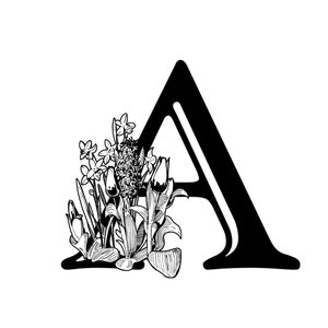 Monogram floral lettres, alphabet vector SVG, PNG bouquet