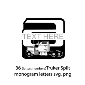 Monogram slipletters Trucker lettertypen ai vector, png jpg Alfabet 24 +10