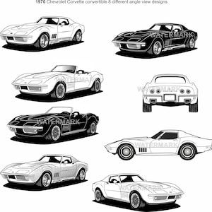 1970 Chevrolet Corvette SVG PNG 8 different angle view designs