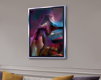 The black horses wall art home decor
