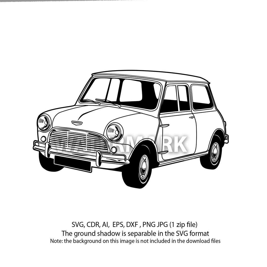 Austin Mini car vector, svg, cdr, eps, dxf, ai,png, jpg - Etsy Polska