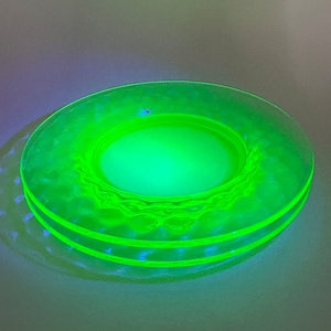 vintage uranium glass plates - set of 2