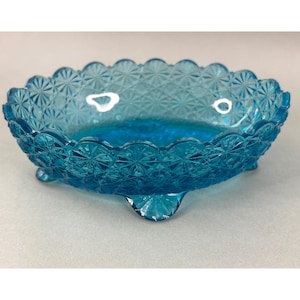 Blue Fenton Daisy and Button Bowl - Etsy