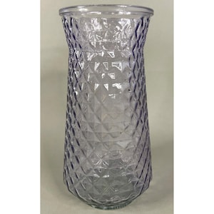 vintage paula dps diamond pineapple pattern purple / gray glass vase