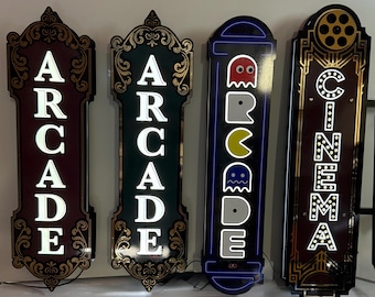 Enseignes home cinéma/arcade personnalisées