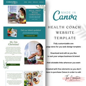 Gezondheidscoach websitesjabloon, Canva Website sjabloon, Coach maker sjabloon Canva Website, maker, websitesjabloon, neutraal webdesign
