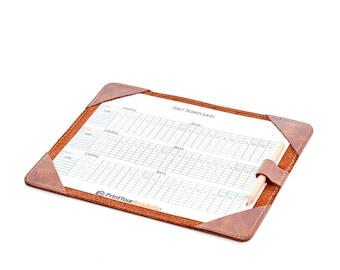 Personalized Leather Golf Scorecard With Pen Holder / Custom Golf Gift / Engraved Golf Accessories