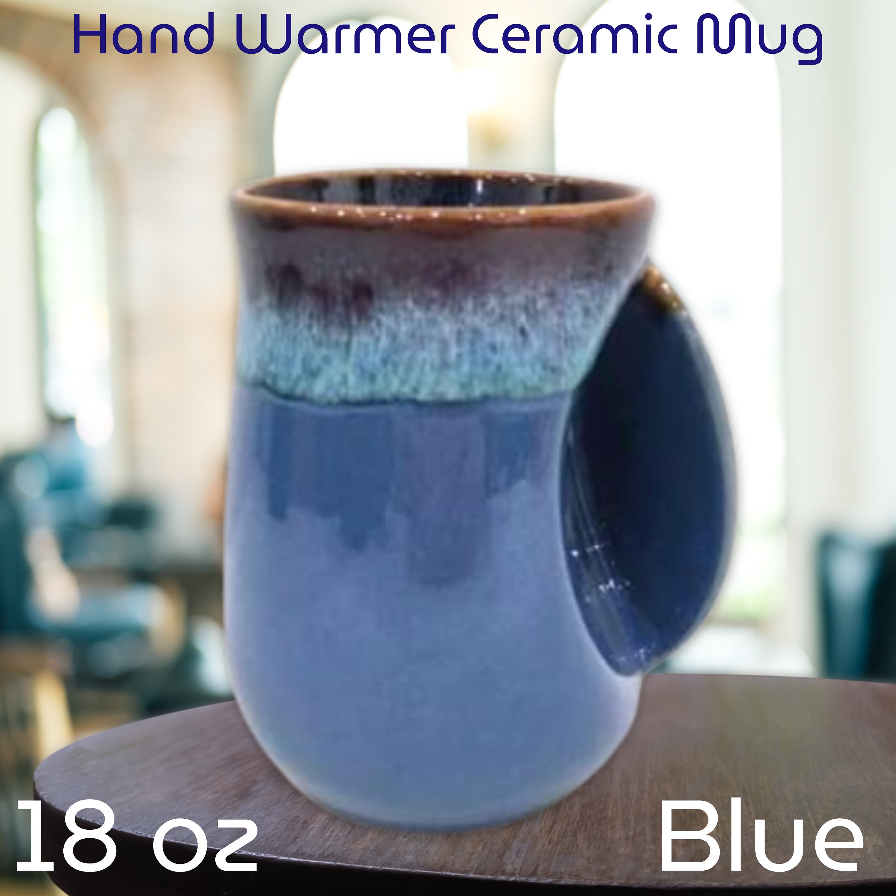 Handwarmer Coffee Mug - 18 Oz Porcelain Right Handed Hand Warmer Mug -  Fingers Warmer Tea Cup - Gift for Family Friends and Couple - Blue - Etsy