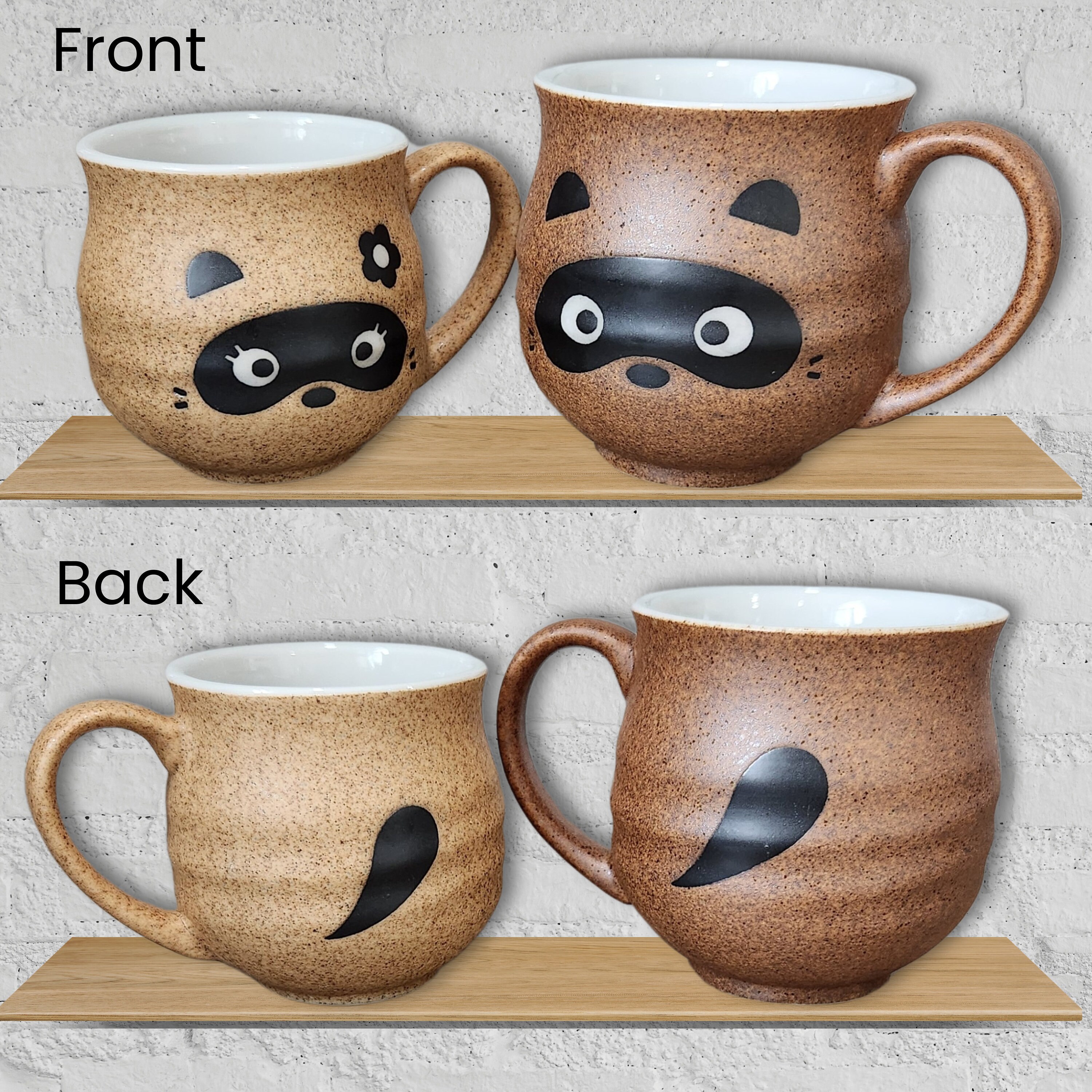 Tanuki Japanese Mino Ware Coffee Mug With Handle - Ponta