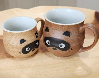 Tanuki Japanese Mino Ware Coffee Mug With Handle - Ponta