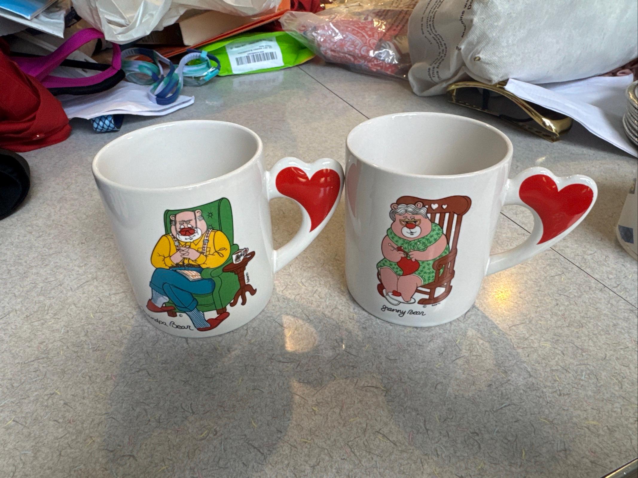 Set of vintage 1984 Love Mugs Grandpa and Granny bear mugs 2 mugs EUC