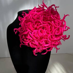 Oversized Fuchsia Chrysanthemum Brooch: Handmade Silk Flower Pin