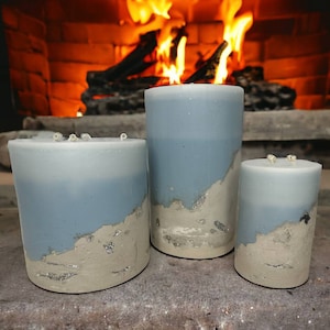 Handmade Concrete Pillar Candle with Epoxy Resin Decoration