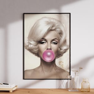 Marilyn Monroe Pink Bubble Gum, Pink Bubble Gum Poster, Marilyn Monroe Poster, Marilyn Monroe Wall Art, Bubble Gum Poster, Marilyn Monroe