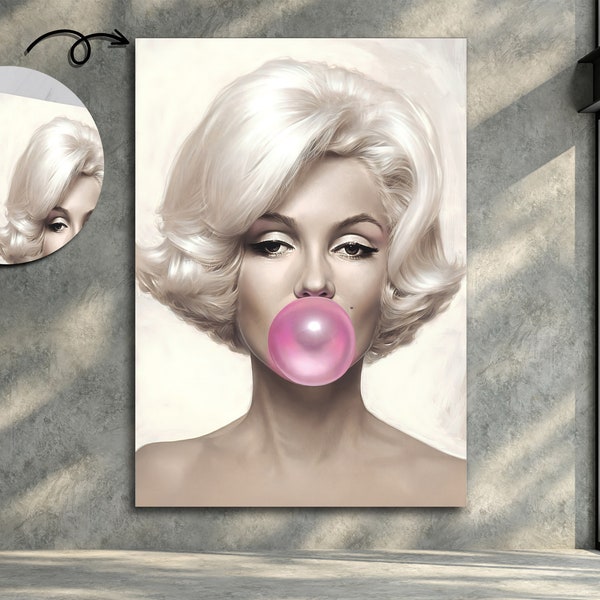 Marilyn Monroe Pink Bubble Gum, Rosa Kaugummi Poster, Marilyn Monroe Poster, Marilyn Monroe Wandkunst, Bubble Gum Leinwand, Marilyn Monroe