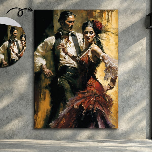 Toile de danse, impression de tango, oeuvre d'art sur toile de danse, oeuvre d'art murale de danse de couple tango, toile de tango, peinture de danse de couple, impression de danse