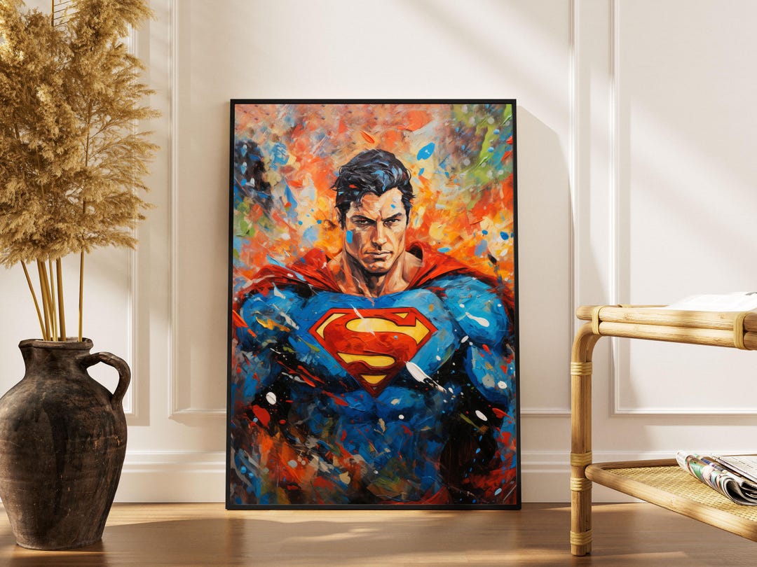 Superman Art Print, Superhero Poster, Cartoon Poster, Comics Poster ...