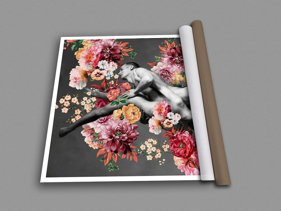 Dance Poster Painting, Naked Woman, Nude Dance Poster Art, Naked Couple Dance Wall Art, Nude Art