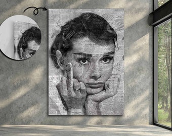 Audrey Hepburn's Middle Finger, Audrey Hepburn Print Canvas, Audrey Hepburn Poster, Banksy Wall Art, Street Art, Modern Wall Art, Home Decor