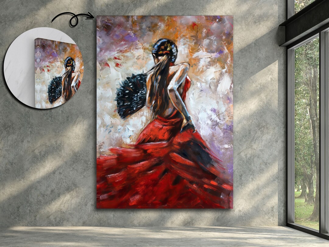 Flamenco Dancer Wall Art, Spanish Woman in Red Dress, Flamenco Dance