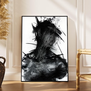 The Man Silhouette Minimalist Wall Art, Black Modern Simple Abstract, Abstract Wall Art, Abstract Poster, Black Wall Art, Framed Poster