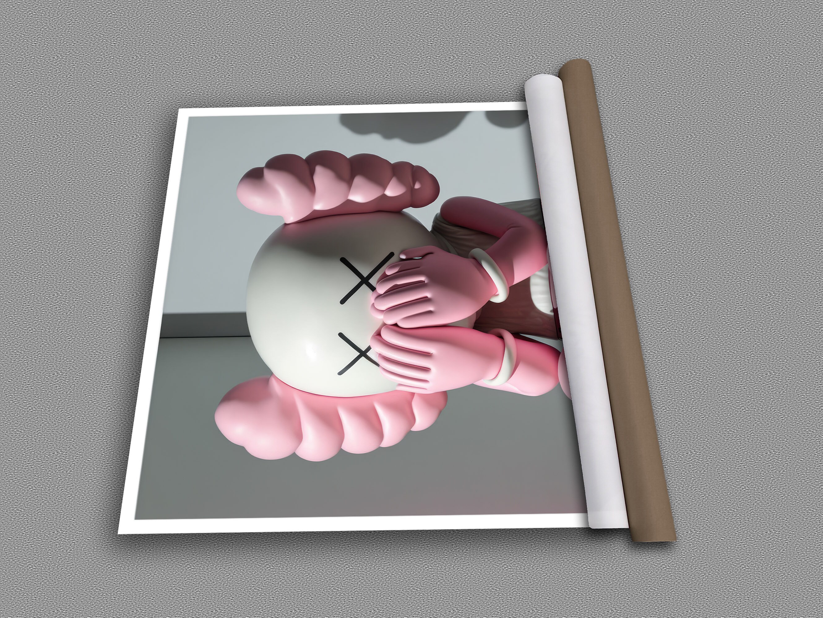 Pink Kaws Canvas Print, Kaws Canvas, Kaws Wall Art, Kaws Poster, Framed