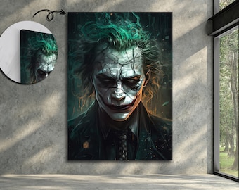 La impresión del lienzo del Joker, el arte de la pared del Joker, el arte de la pared del retrato del Joker, la impresión del Joker, el cartel del Joker, el arte de la pared del cómic, la decoración de la pared de la película