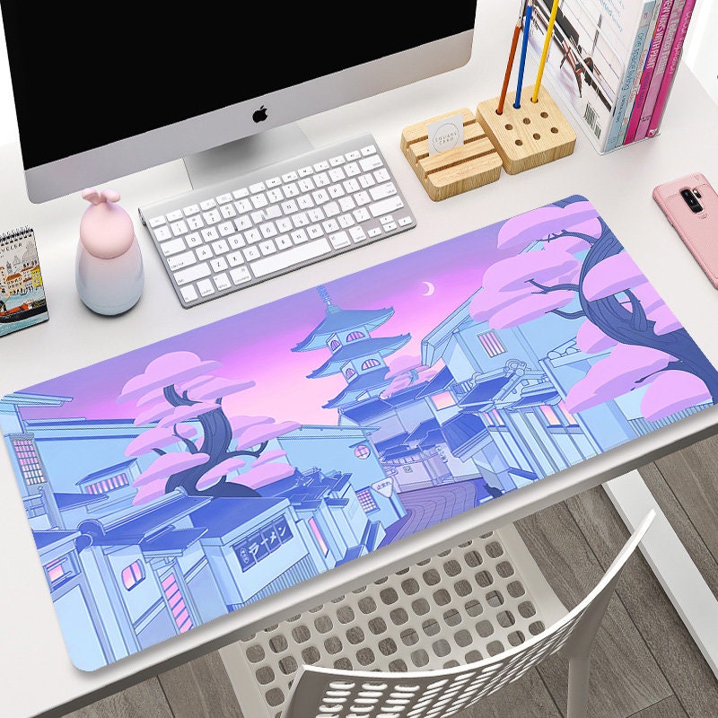 Tapis de souris pour ordinateur portable, accessoire de bureau, couleur  néon, violet, avec vagues - AliExpress
