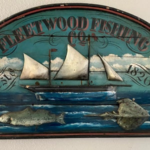 Vintage Wood Relief Fishing Sign wall decor