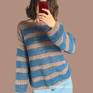Mohair striped crochet sweater - crochet jumper - crochet pdf - digital download