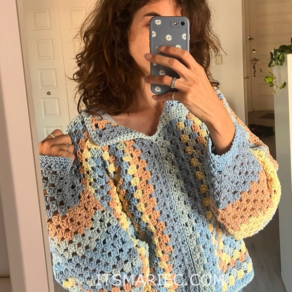 Le pull-over grand-mère hexagonal - modèle au crochet