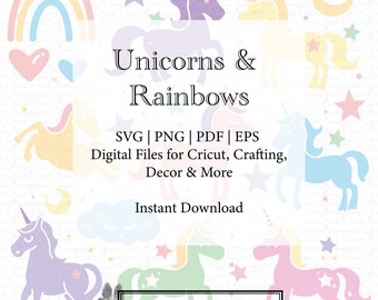 Unicorns & Rainbows SVG | PDF | PNG  Bundle